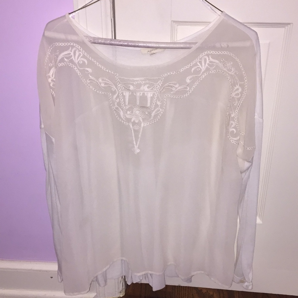 Embroidered Flowy White Top